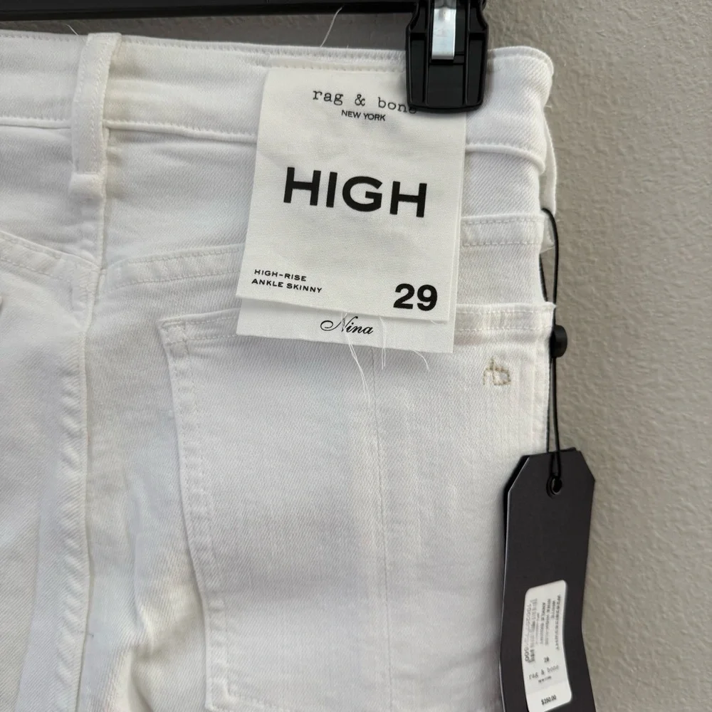 Rag & Bone Nina High Rise Ankle Skinny Jeans White 29 NWT - Picture 6 of 8